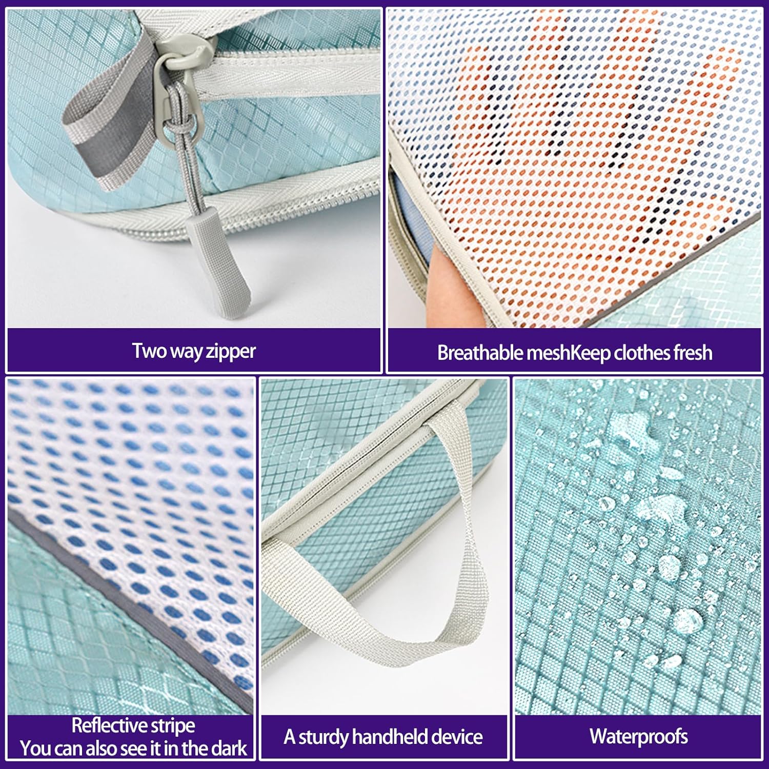 SWIHELP Compression Packing Cubes for Suitcases, Travel Luggage Organizer, Travel Packing Kit with Clothes Storage Bag Shoes Bag Toiletry Bag Underwear Bag - Image 6