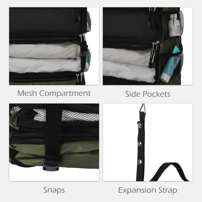 TABITORA Travel Luggage Organizer Hanging Packing Cubes Portable Hanging Shelves Carry on Closet for Suitcase with 2 Hooks,Collapsible (green, Small) - Image 7