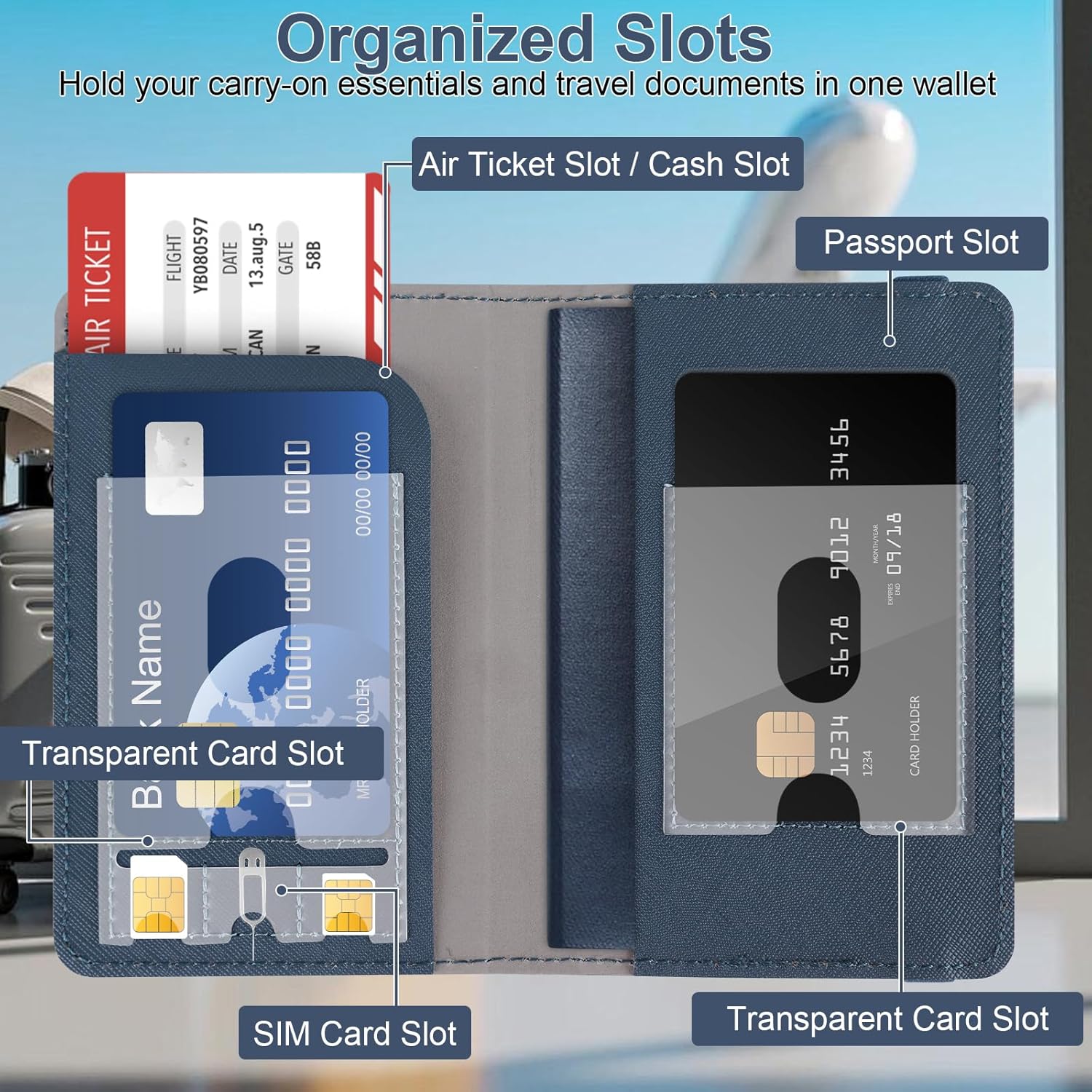 Premium Faux Leather Passport Holder RFID Blocking,3D Embossed Passport Case for Canadian and International Travel Slim Passport Cover for Men and Women Blue - Image 3