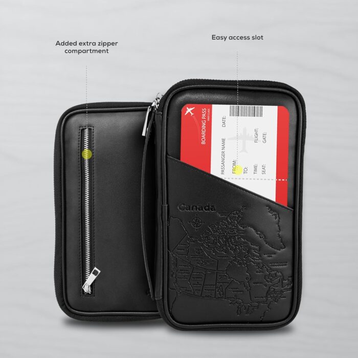 Canada Family Passport Holder Passport Wallet RFID Blocking, Up to 6 Passports, Men & Women, PU Leather Travel Document Organizer, Black - Image 3