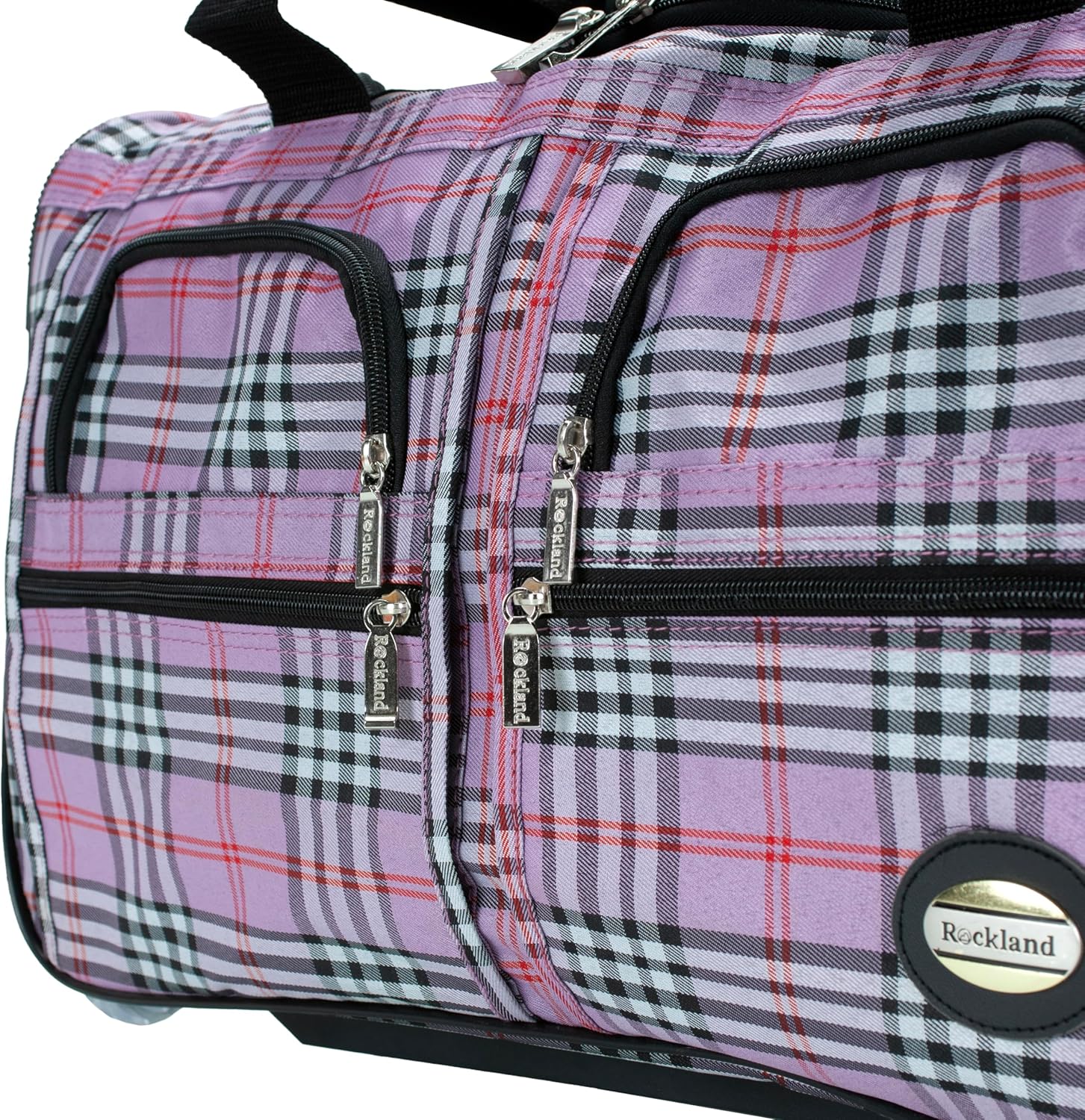 Rockland PRD422 Luggage Rolling Duffle Bag, Pink Cross Plaid, One Size, 22-Inch - Image 8