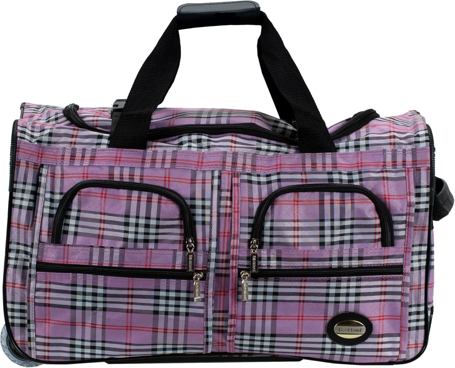 Rockland PRD422 Luggage Rolling Duffle Bag, Pink Cross Plaid, One Size, 22-Inch - Image 2
