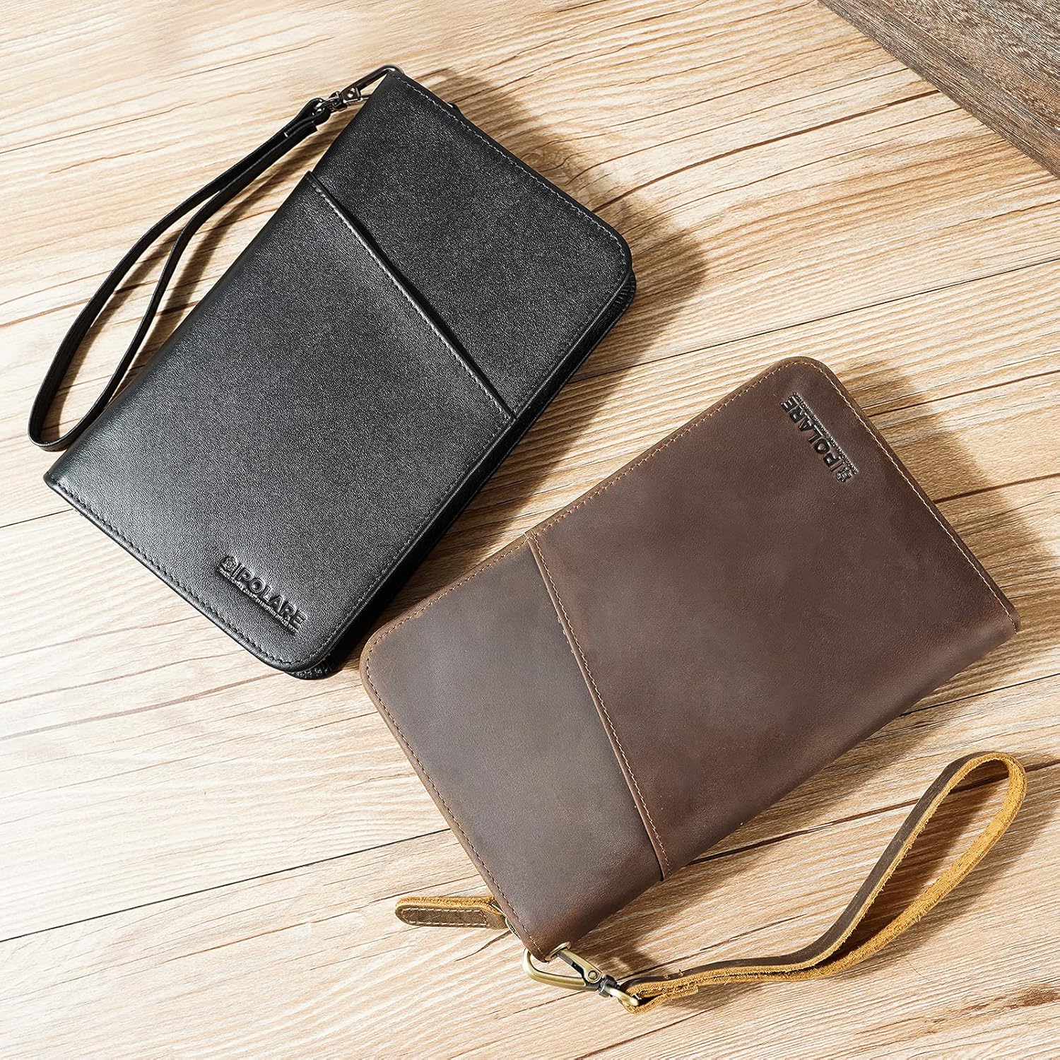 Polare Full Grain Leather Passport Holder Cover Case for Men and Women RFID Blocking Family Travel Wallet Holds 6 Passports (Dark Brown) - Image 6