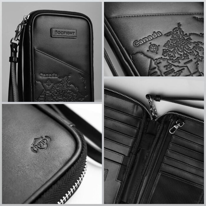 Canada Family Passport Holder Passport Wallet RFID Blocking, Up to 6 Passports, Men & Women, PU Leather Travel Document Organizer, Black - Image 7