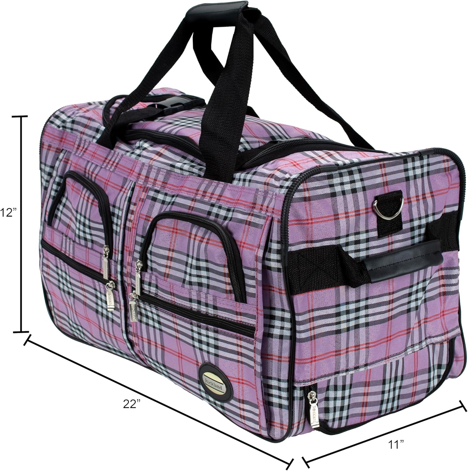 Rockland PRD422 Luggage Rolling Duffle Bag, Pink Cross Plaid, One Size, 22-Inch - Image 3
