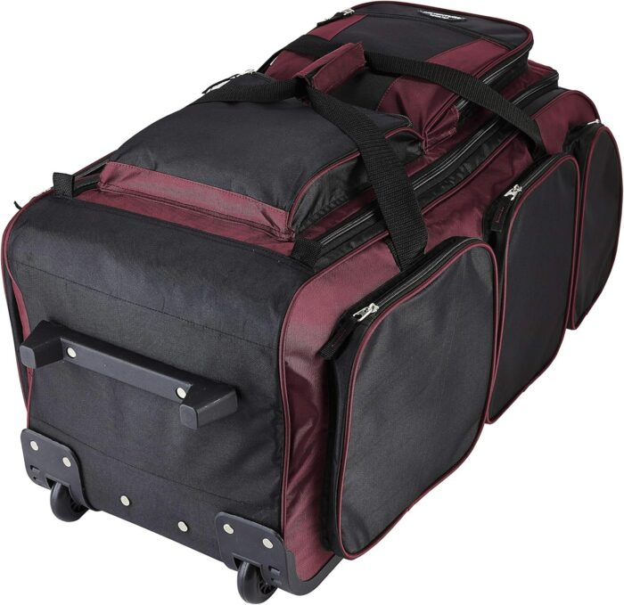Travelers Club Xpedition 30 Inch Multi-Pocket Upright Rolling Duffel Bag, Crimson Red, 30" Suitcase, Xpedition 30 Inch Multi-Pocket Upright Rolling Duffel Bag - Image 3