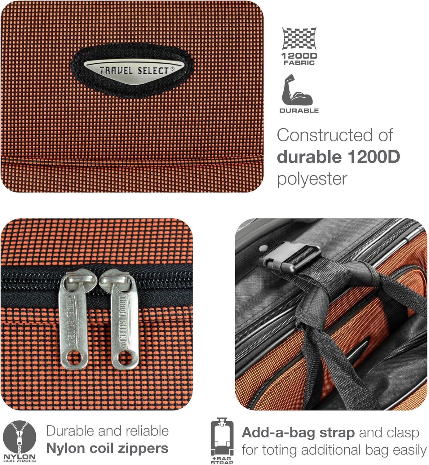 Traveler's Choice Amsterdam 4-Piece Luggage Set, Gray - Image 7