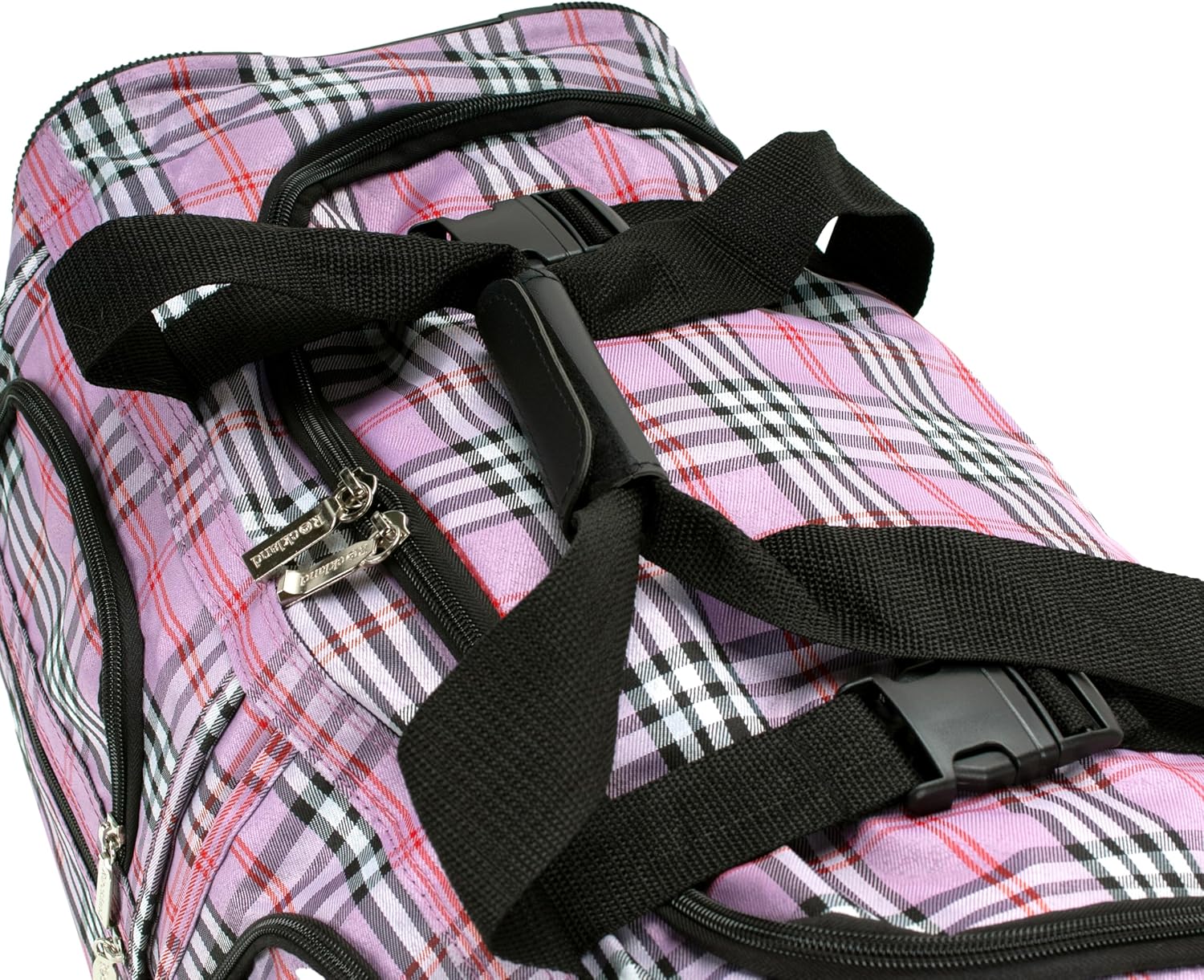 Rockland PRD422 Luggage Rolling Duffle Bag, Pink Cross Plaid, One Size, 22-Inch - Image 6