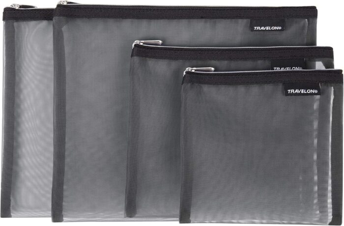 Travelon Set of 4 Mesh Pouches, Gray, 9.5 x 12.75 x 0.5, Travelon Set of 4 Mesh Pouches - Image 2