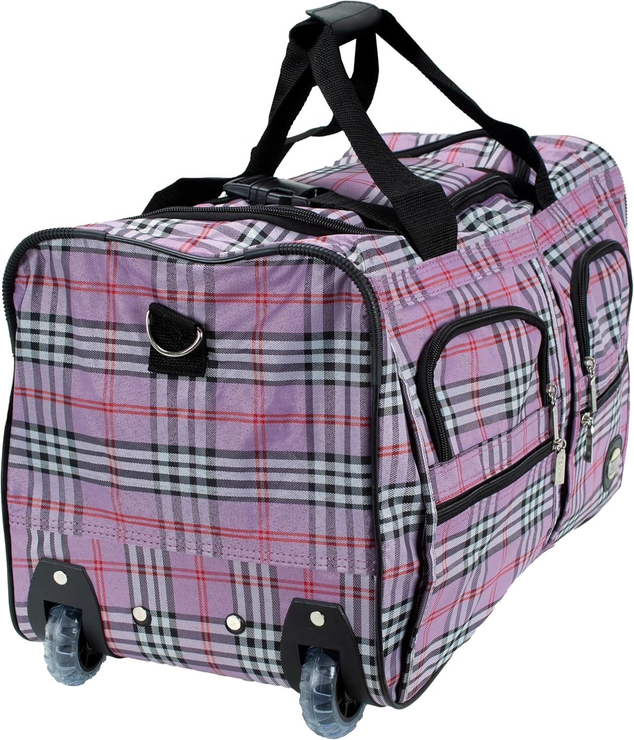 Rockland PRD422 Luggage Rolling Duffle Bag, Pink Cross Plaid, One Size, 22-Inch - Image 5