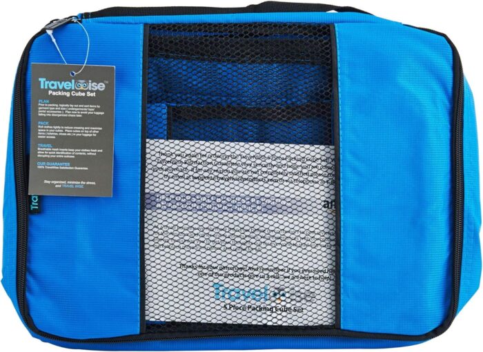 TravelWise Luggage, Blue, 1 Small, 2 Medium, 2 Large, Luggage Packing Organization Cubes 5 Pack - Image 5