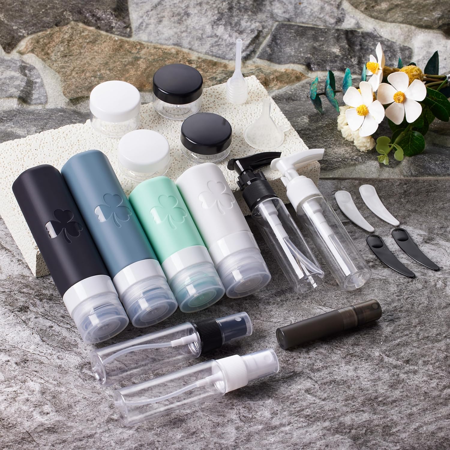 23 Pack Travel Bottles for Toiletries, TSA Approved Shampoo Bottles, Silicone Travel Containers for Toiletries, Leak Proof Refillable Travel Essentials for Liquids Shampoo and Conditioner - Image 6