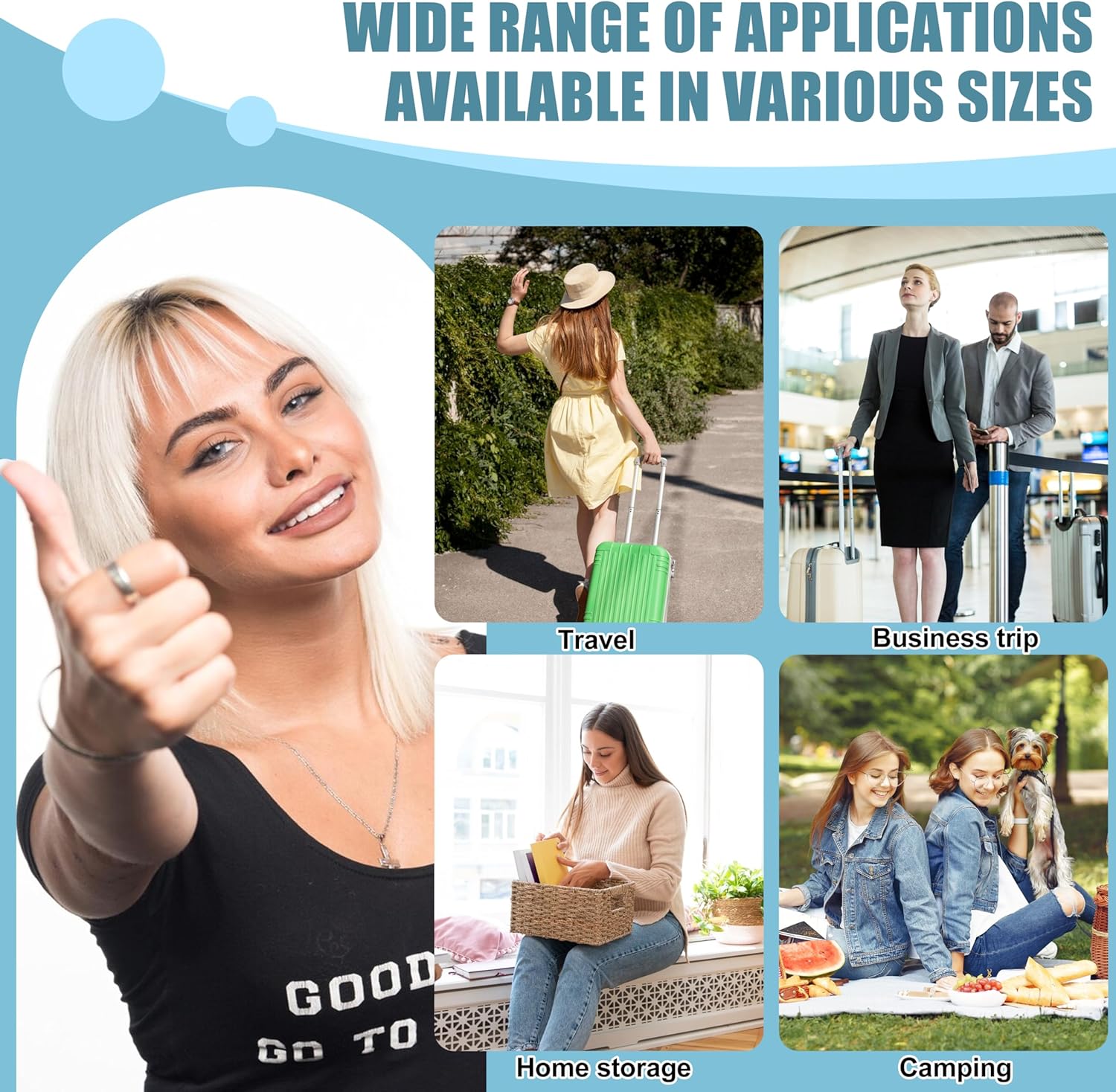 Shaggie 7-Piece Compression Packing Cubes Set – Space-Saving Travel Organizer Bags for Carry-On Suitcase & Luggage, Packing Cubes for Travel Essentials – Lake Blue - Image 6