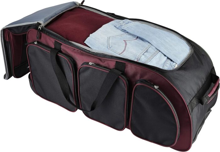Travelers Club Xpedition 30 Inch Multi-Pocket Upright Rolling Duffel Bag, Crimson Red, 30" Suitcase, Xpedition 30 Inch Multi-Pocket Upright Rolling Duffel Bag - Image 2