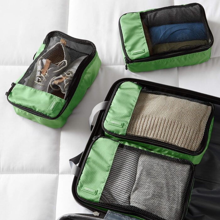 Amazon Basics 4 Piece Small Packing Travel Organizer Cubes Set - Green - Image 5